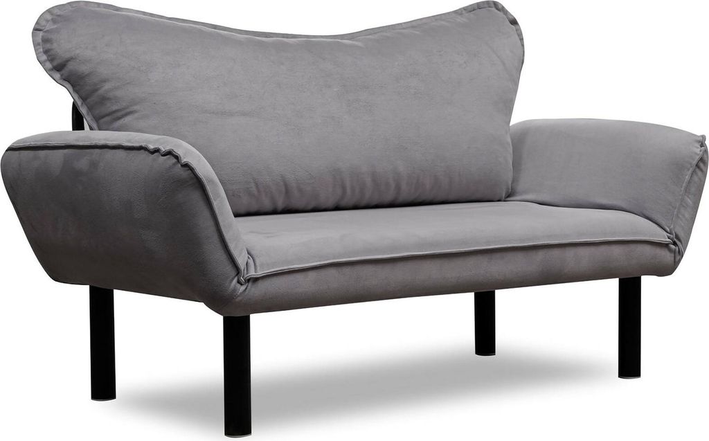 2-Sitzer SchlafsofaAquilonis, Verwandelbares Sofa, Lineare Stoffstruktur, Schlafsessel mit Stauraum, 140x65 h70 cm, Grau