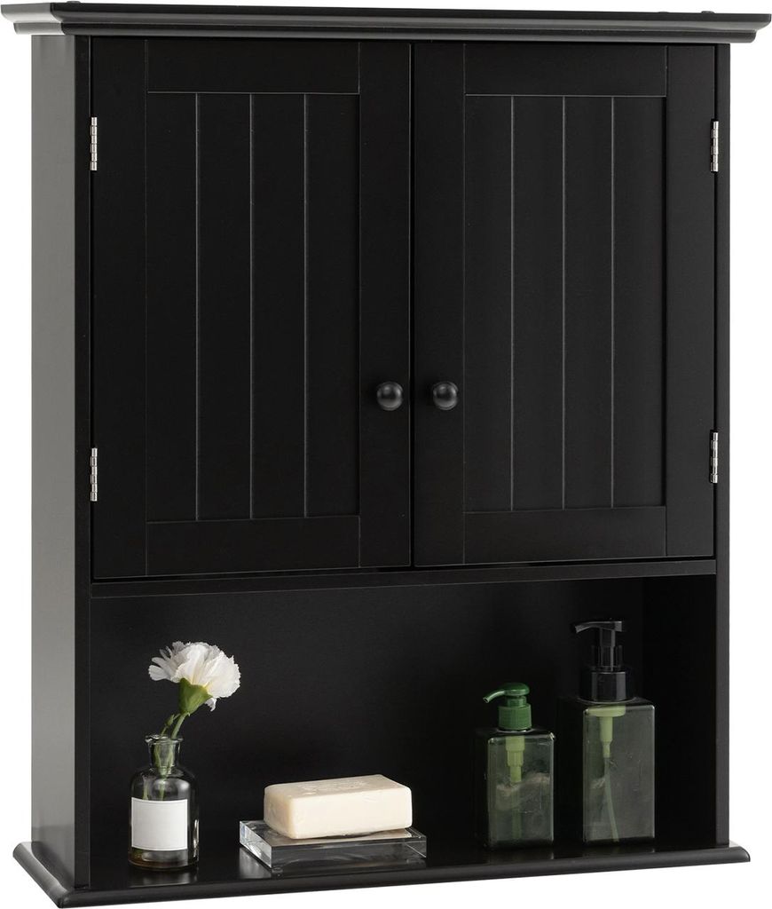 GOPLUS Hängeschrank Bad, Badschrank Holz mit verstellbarem Produktbild 