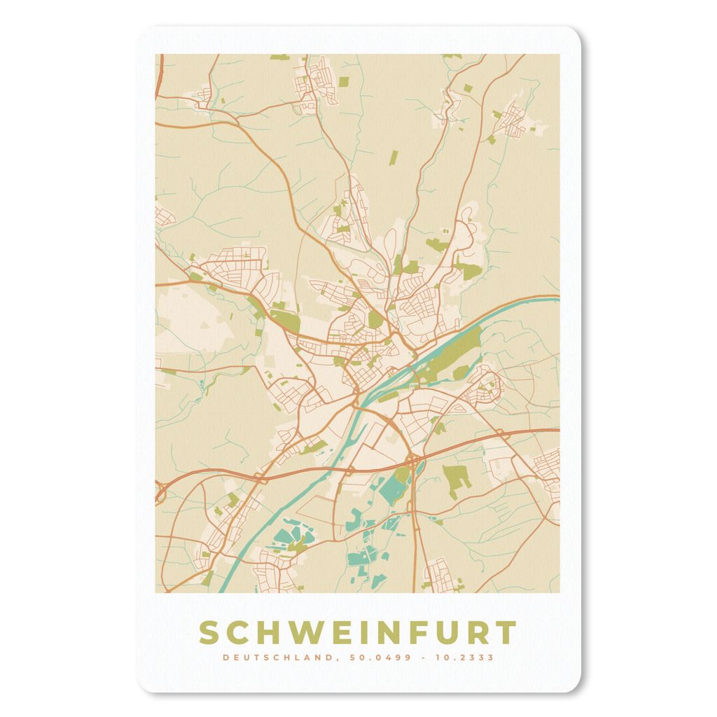 MuchoWow Mauspad Mousepad Schweinfurt - Karte - Vintage - Stadtplan 40x60 cm - Mousepads - Maus Mat - Pad - Mausunterlage - Schreibtisch Accesoire
