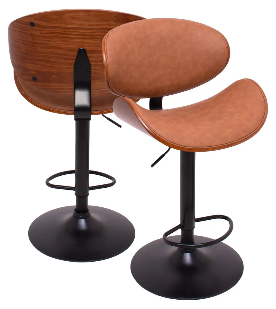 Chaise de Bar pour Îlot Central et Cuisine Tabouret Glasgow Bois Marron