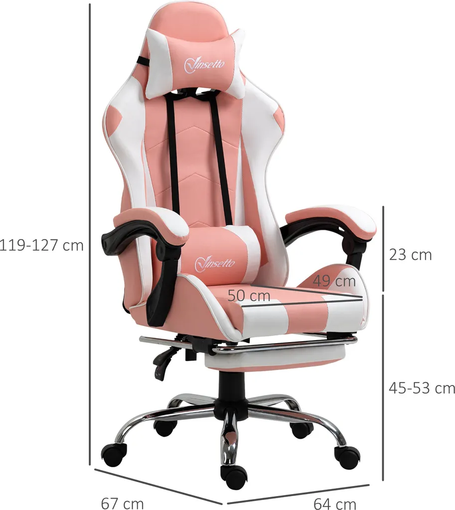 Vinsetto Sedia Ergonomica Design Rosa: Eleganza e Comfort al PC - 3