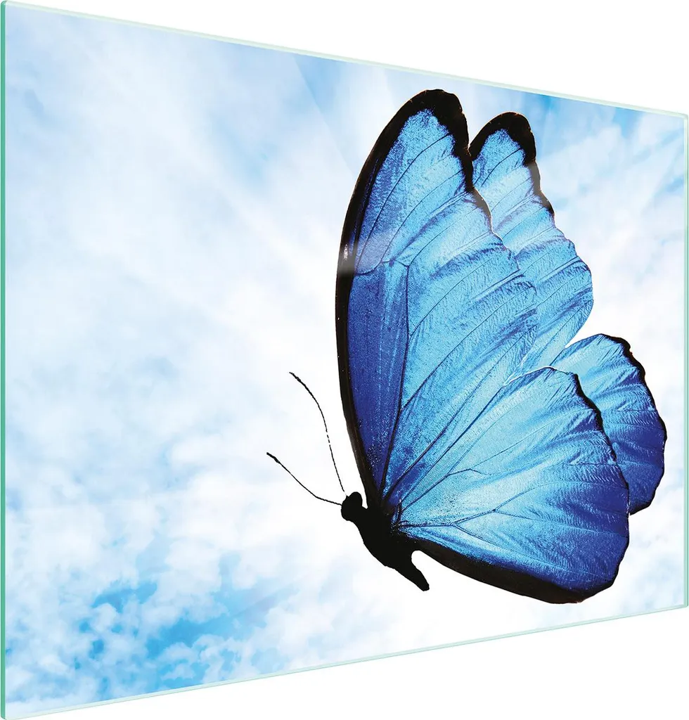 Tagliere Multiglass 30x22 Butterfly Blue: Piastra Copriforno in Vetro - 1