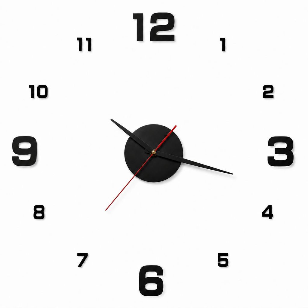 Wanduhr groß XXL 3D selbstklebend schwarz modern DIY 40-70 Produktbild  KI-generiertes Bild