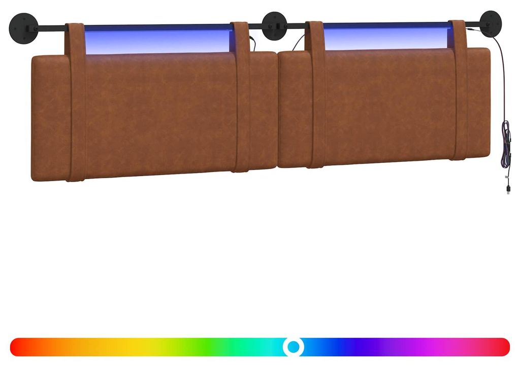 Hängendes Kopfteil Mit LED Licht Braun Antikes PU