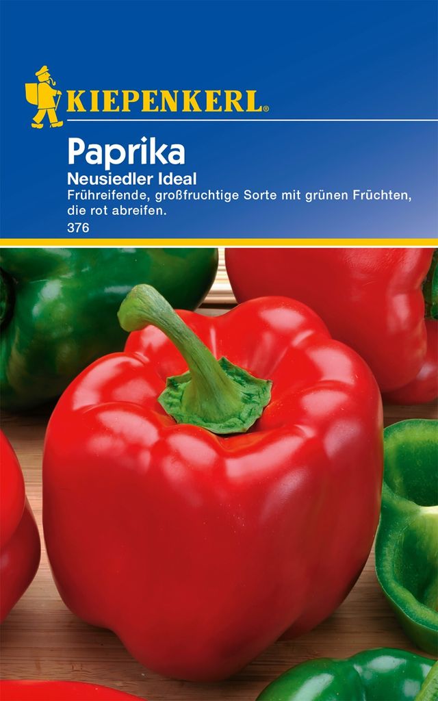 Paprika Neusiedler Ideal, frühreifend, großfruchtige Sorte, von grün nach rot abreifend, Kiepenkerl
