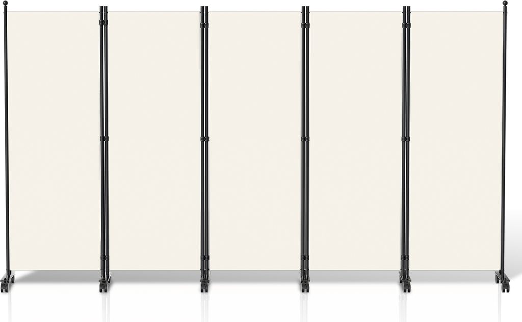 Jopassy Parawan na kółkach 5-częściowy Beżowy 284x181 cm Zdjęcie produktu 