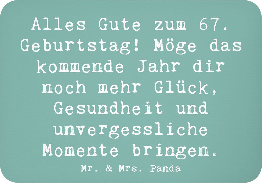 Mr. & Mrs. Panda Kühlschrankmagnet Spruch 67. Geburtstag - Meeresbrise - Geschenk, Feier, Herz, Alter, magnet, whiteboardmagnet, Happy Birthday, K...