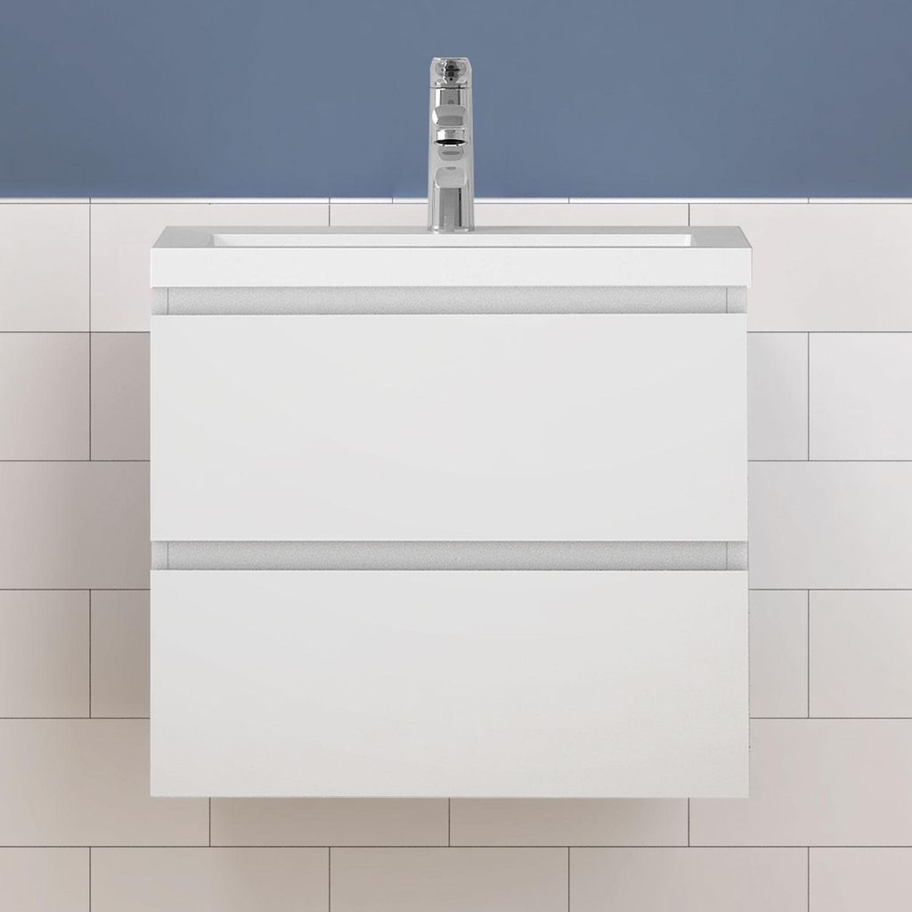 Waschtisch mit Unterschrank 60cm Alast Badmöbel Set Weiß Produktbild 