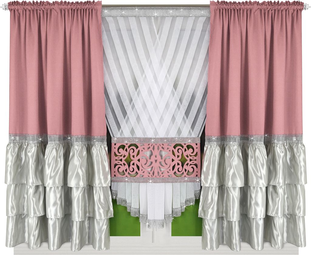 Vorhangpaneel ZYPERN 410x160 Panel + Vorhänge, Rosa