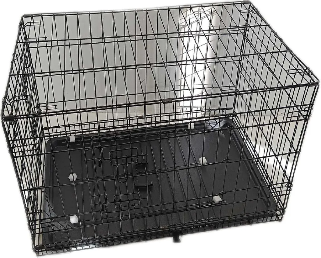 gabbia da trasporto per animali lionto, gabbia pieghevole in metallo con parete divisoria, base in plastica e chiusura di sicurezza, 76x49x56 cm - 6