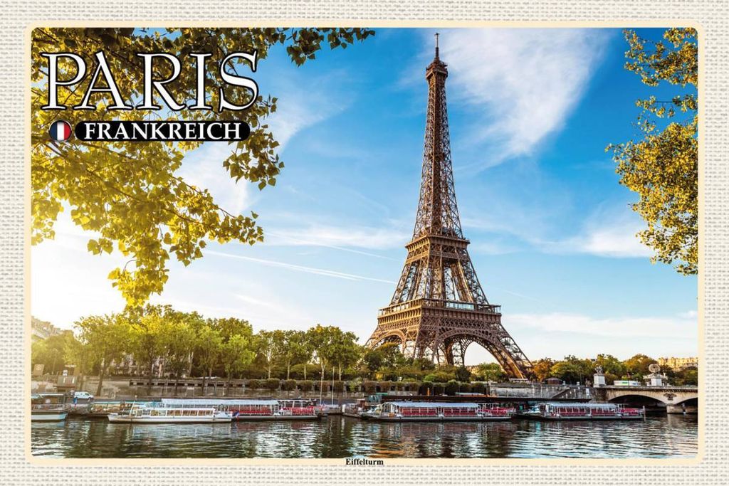 vianmo Holzschild 12x18 cm Paris Frankreich Eiffelturm