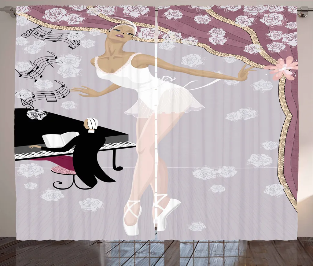 ABAKUHAUS Balletto Tenda rustica, vecchia sala da ballo e pianista, camera da letto Tenda con passanti e ganci, 280 x 245 cm, multicolore