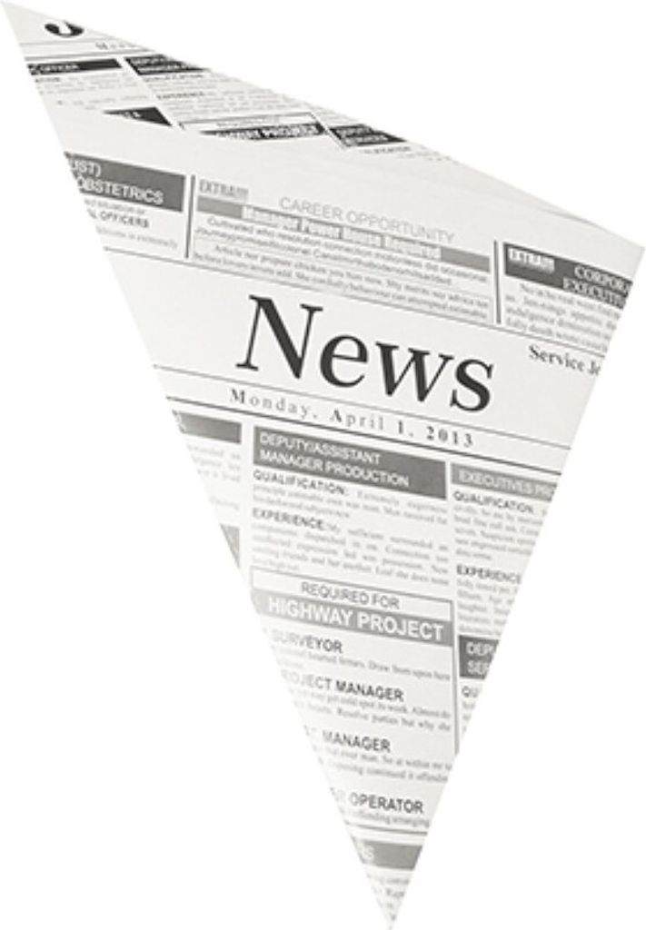 PAPSTAR Spitztüten "Newsprint", fettdicht, 32,5x23 cm, Pergament-Ersatz | Schrumpffolie (300 Stück)