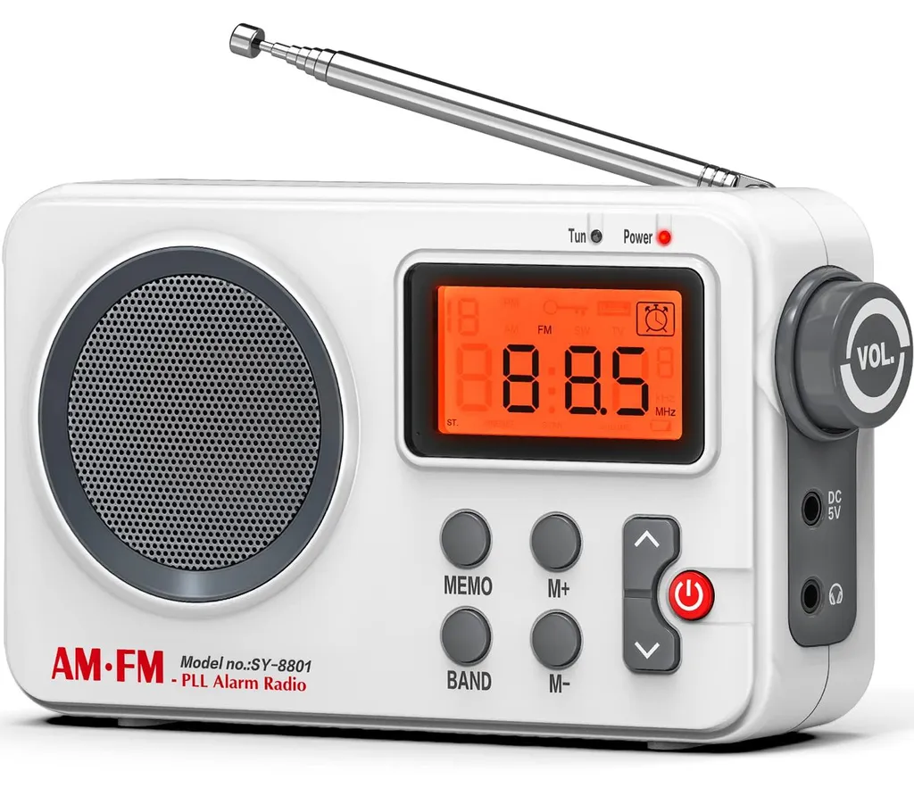 Poste de radio portable avec réveil et minuterie - Alimentation double