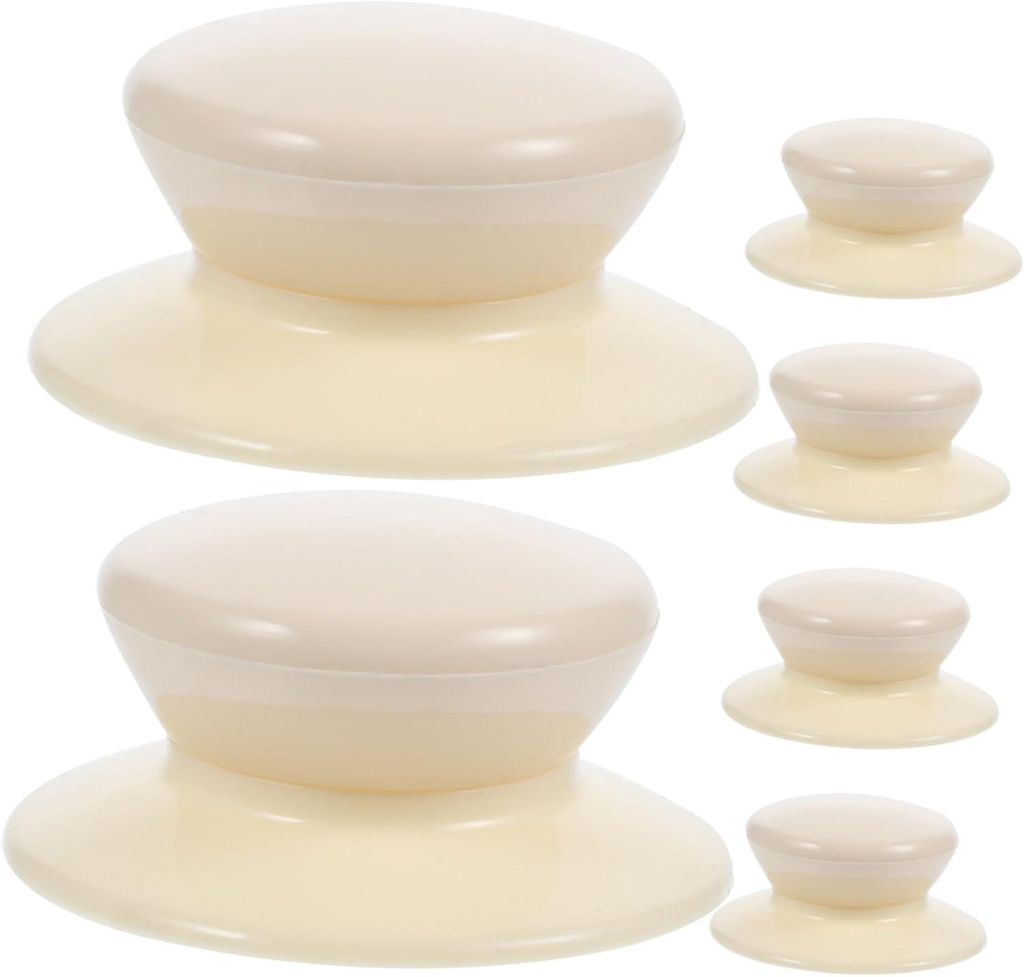 beige, hitzebest?ndige Deckelkn?pfe fš¹r Pfannen und Woks