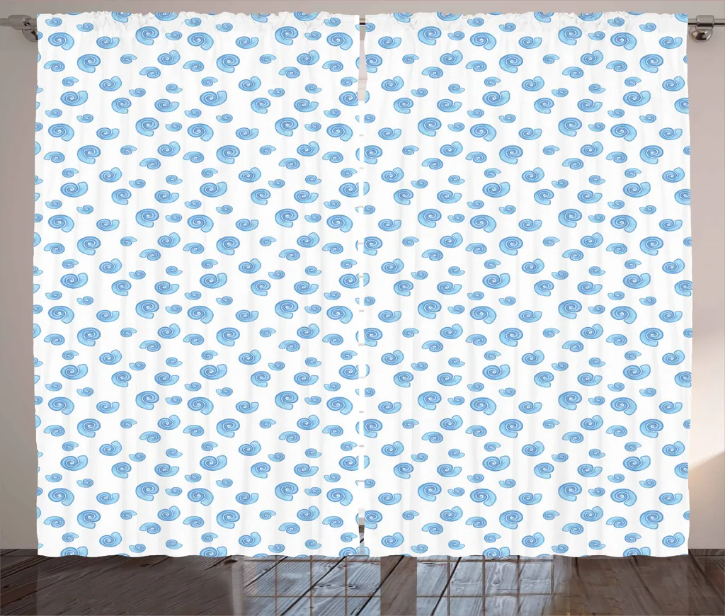 Tende Universali Soggiorno 280x245 - Motivo Conchiglie e Coralli Blu