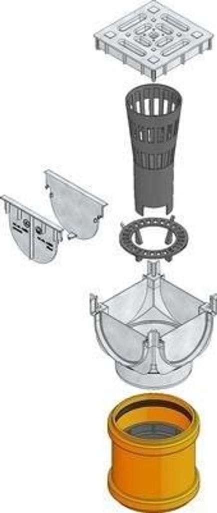 TOP X Universalbox in silber, mit Anschlussset, 2 Frontplatten, Sedimentfang, Siphon und Montageanleitung