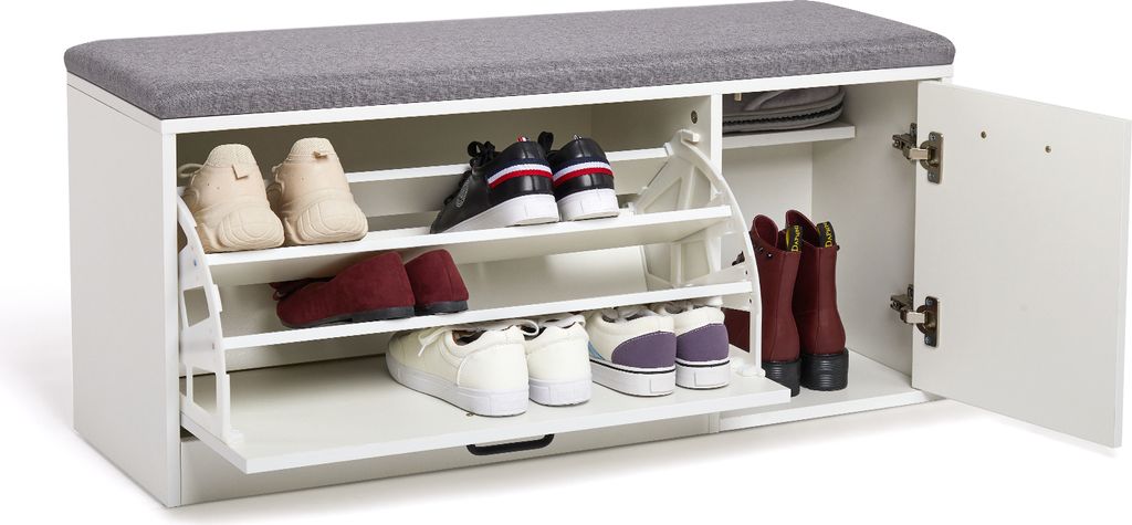 Produktbild von Flurbank Mit Stauraum Praktische Schuhbank Mit Sitzfläche & Stauraum: Schuhschrank Aus Stahl, 100x50x40cm, Für Flur, Schlafzimmer Oder Wohnung Sitzkommode Flur
