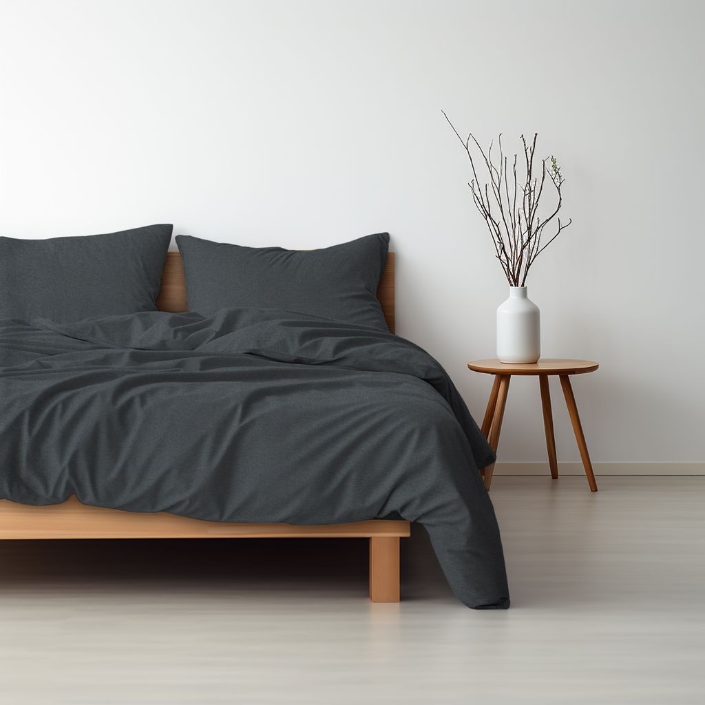 Bettwäsche (Bettbezug 135 x 200 + Kissen 80x80, anthrazit)