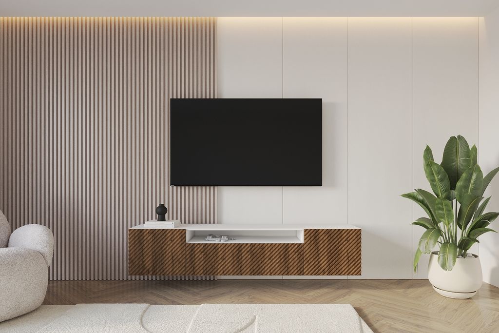 ALTDECOR TV-Schrank ZENO-W mit Gefrästen Fronten 200x40x41 Lowboard hängend, TV Möbel, TV Cabinet, Fernsehtisch, Fernsehschrank, TV Kommode, TV ...