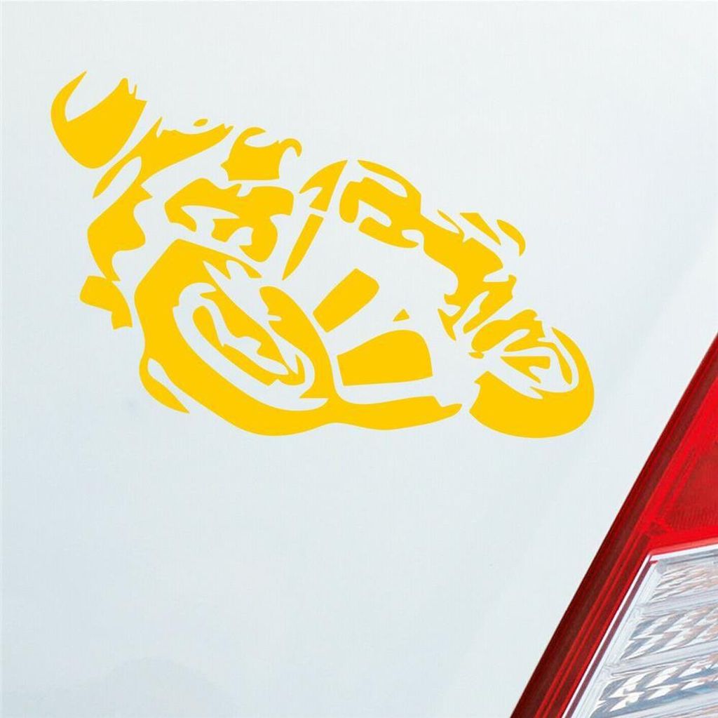 Auto Aufkleber Motorrad Mopped Biker Moped 10x7 cm Gelb Sticker Heckscheibenaufkleber