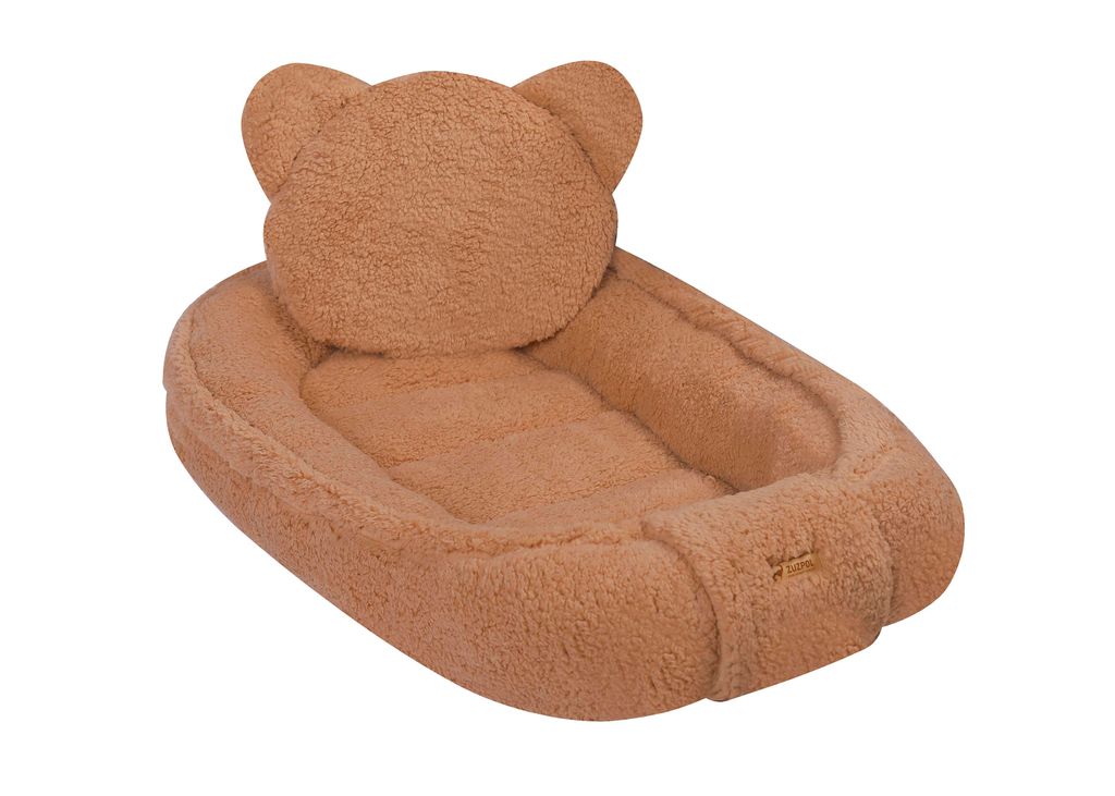 Premium Babynestchen mit Kissen | Kuscheliges Babynest Teddy-Stoff | Neugeborenen Kuschelbett Multifunktional | Farbe: Braun / Teddy