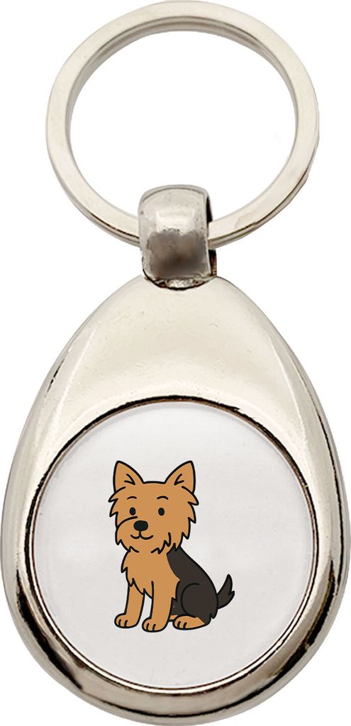 Huuraa Schlüsselanhänger Yorkshire Terrier Yorkie Comic Metall Schlüsselring Einkaufswagenchip Geschenkidee