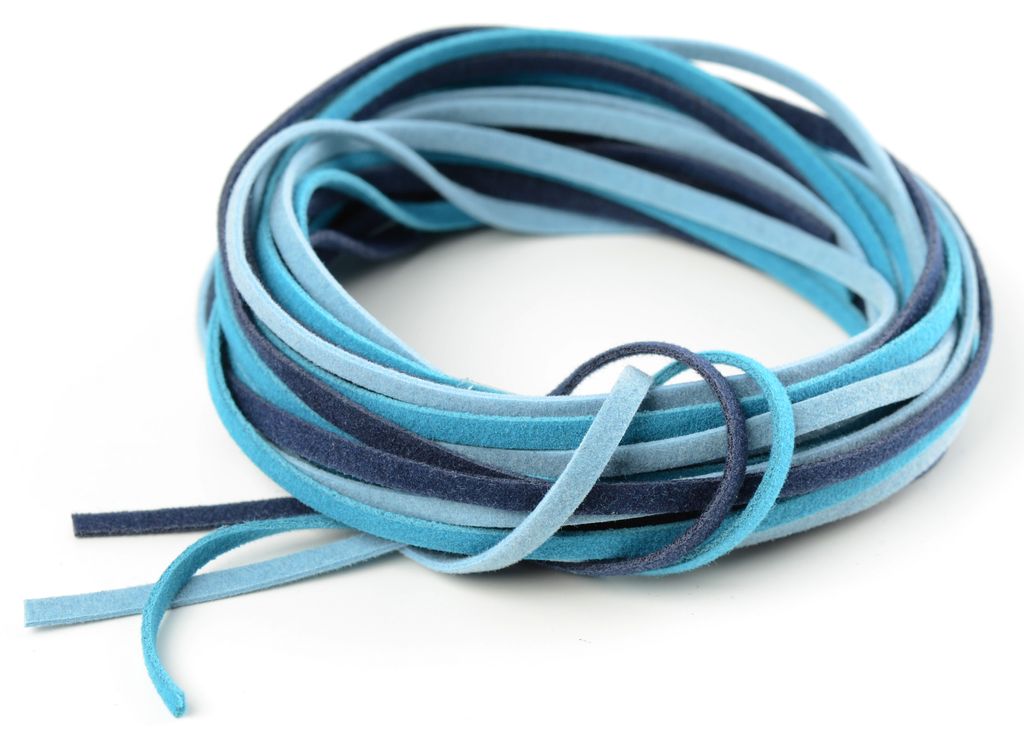 UIT Imitatlederband 3er Set 3 mm breit 2 m lang Kunstleder Schnur Bastelbedarf Blautöne-Mix