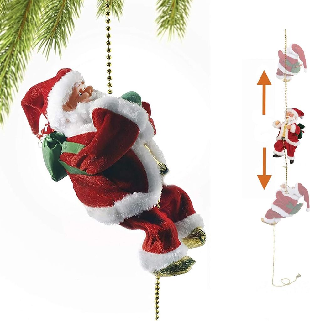 Kletternder Weihnachtsmann, Weihnachtsbaumschmuck, Dekoration, Geschenke $ Elektrischer Kletterperlenvorhang, Treppensteigender Weihnachtsmann, Spi...