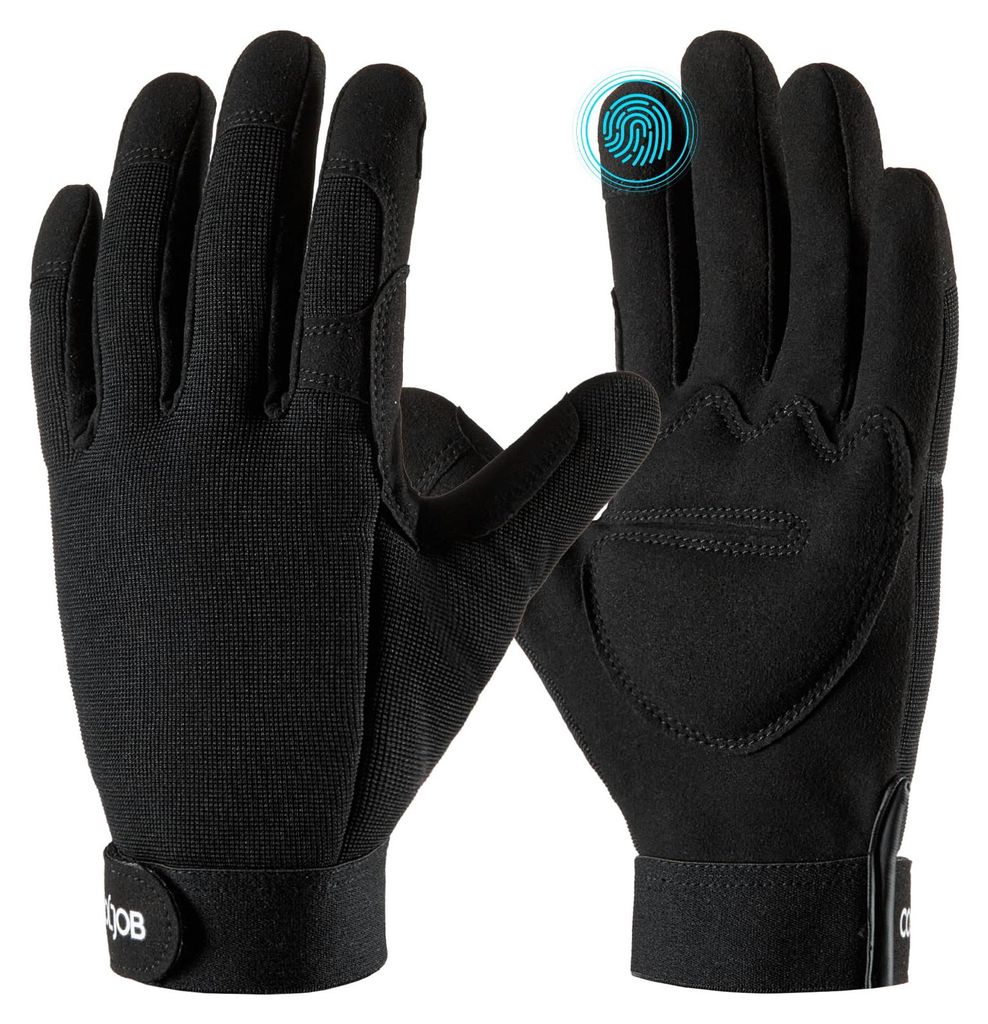 Gartenhandschuhe mit Touchscreen, durchstichfeste Arbeitshandschuhe zum Rosenschneiden, gepolsterte Rosenhandschuhe aus Kunstleder mit Klettverschl...