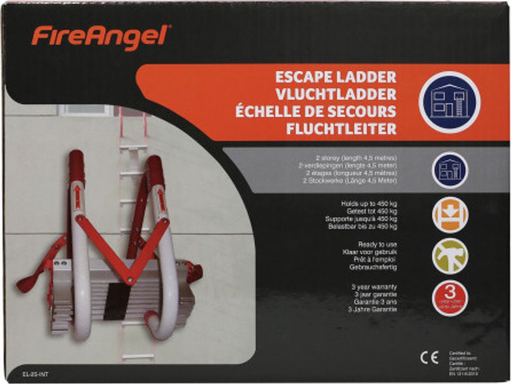 FireAngel Rettungsleiter 4,5 m Metall mit Abstandshalter