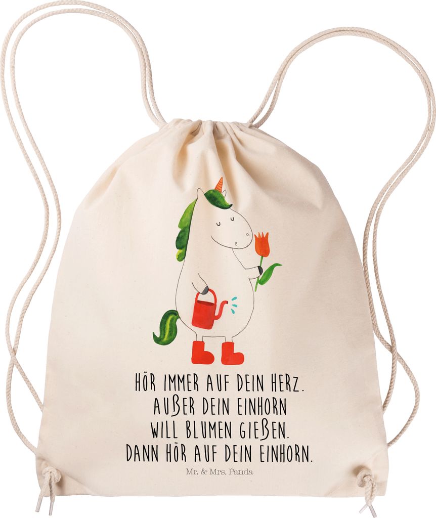 Mr. & Mrs. Panda gym rucksack Einhorn Gärtner - Transparent - Geschenk, wander, Luftballon, Unicorn, Giesskanne, Kleiner, Turnbeutel, Einhörner, ...