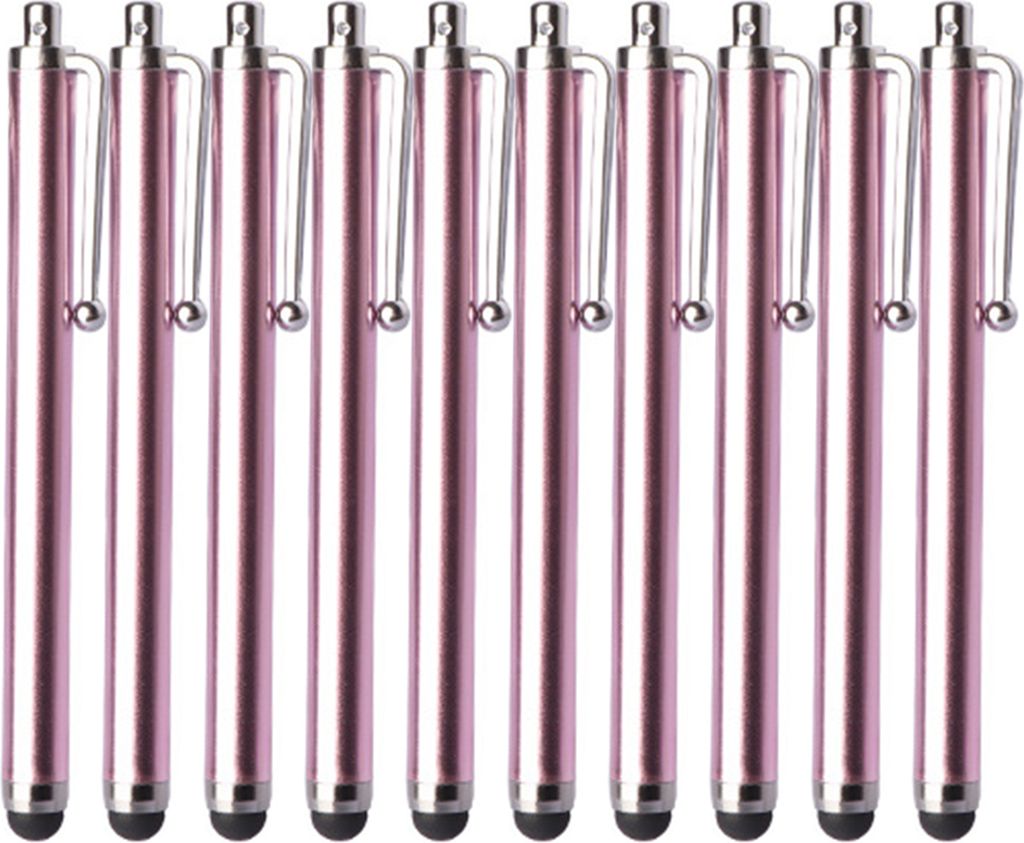 10pcs bequemer Touchscreen-Stift Wide Application Aluminium universeller rundköpfiger kapazitiver Stift für iPad-Rosa