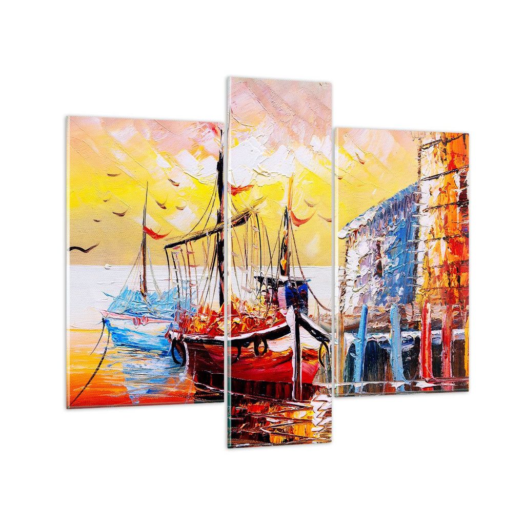 Bilder auf glas - Boot Segel Meer - 95x80cm - Glasbilder - Wandbilder - Bilder - Kunstdruck - zum Aufhängen bereit - Wanddekoration aus Glas - Gla...