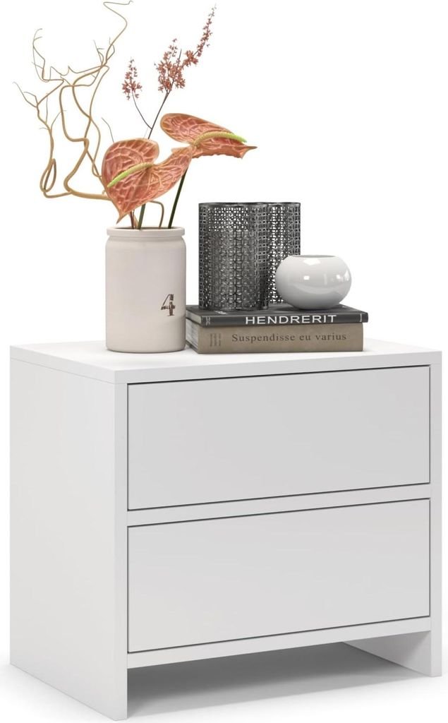 regalik Nachttisch PARI mit Zwei Schubkasten 50x45x35 cm - Nachtschrank mit Schublade mit Kugelgelagerten Führungsschienen Tip on - Nachtkästchen...