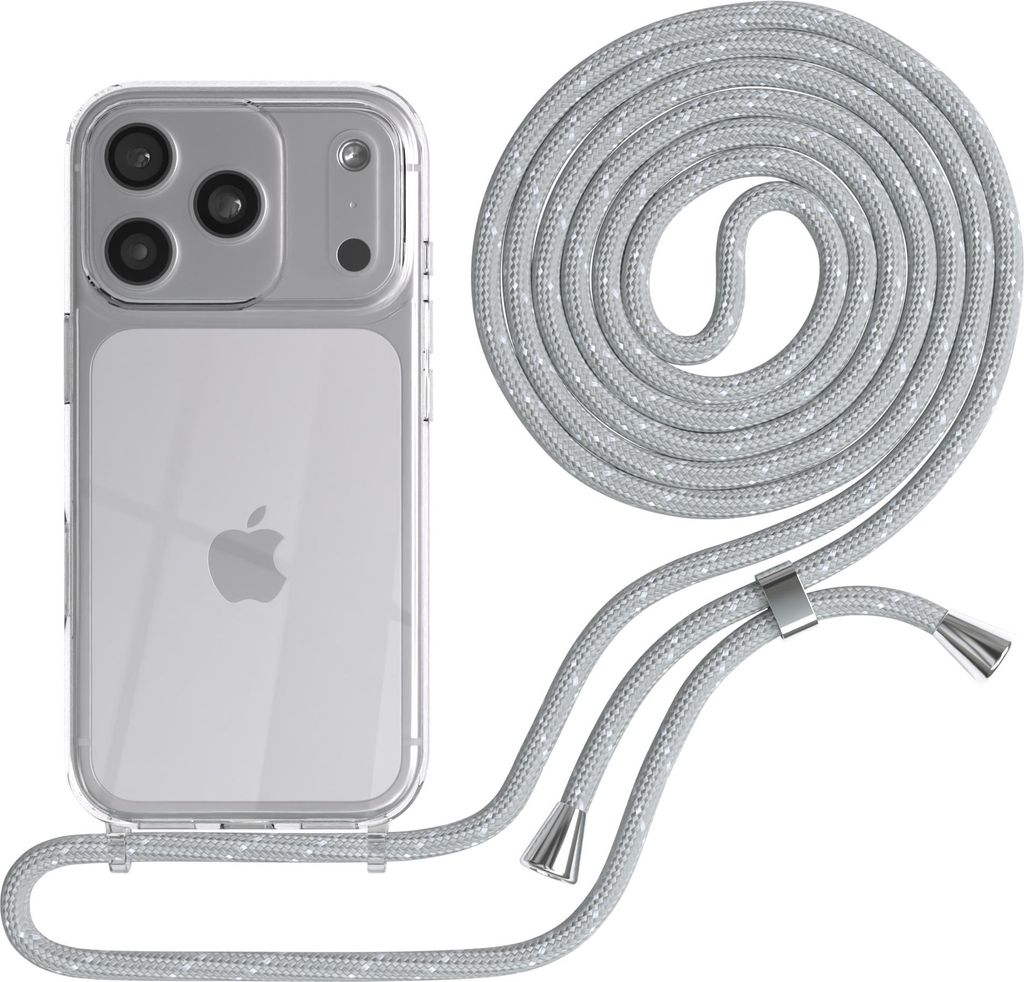 EAZY CASE Handykette mit Hülle für Apple iPhone 17 Pro Backcover Handykette, zum Umhängen in Hellgrau