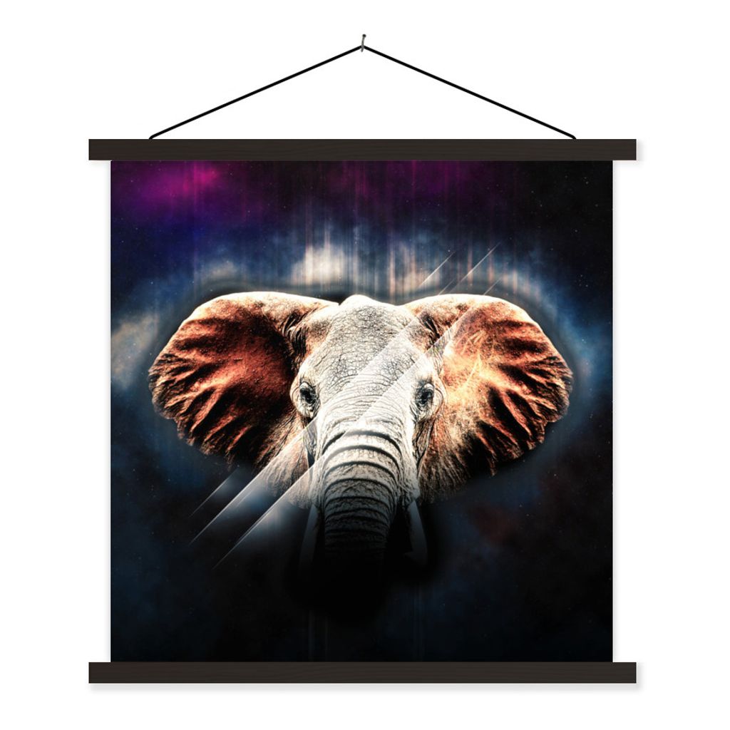MuchoWow Textilposter Elefant - Linie - Farben 40x40 cm mit schwarzem Rahmen - Fotos