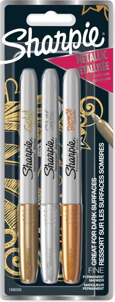 Sharpie 1986006, 3 szt., Brąz, Złoto, Srebrny, Końcówka Zdjęcie produktu 