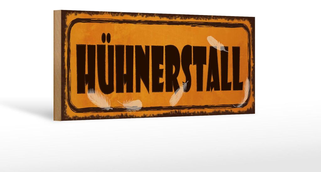 Holzschild Hühnerstall gelb, 27 x 10 cm, Holzschilder Produktbild 
