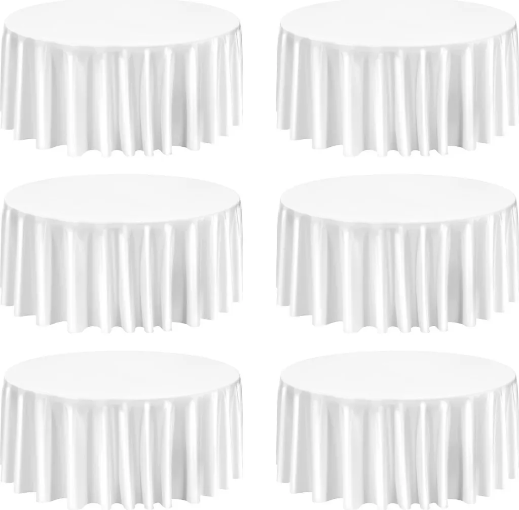 Nappes Rondes Infroissables 335 cm Blanches - Lavables - Set de 6 - 11