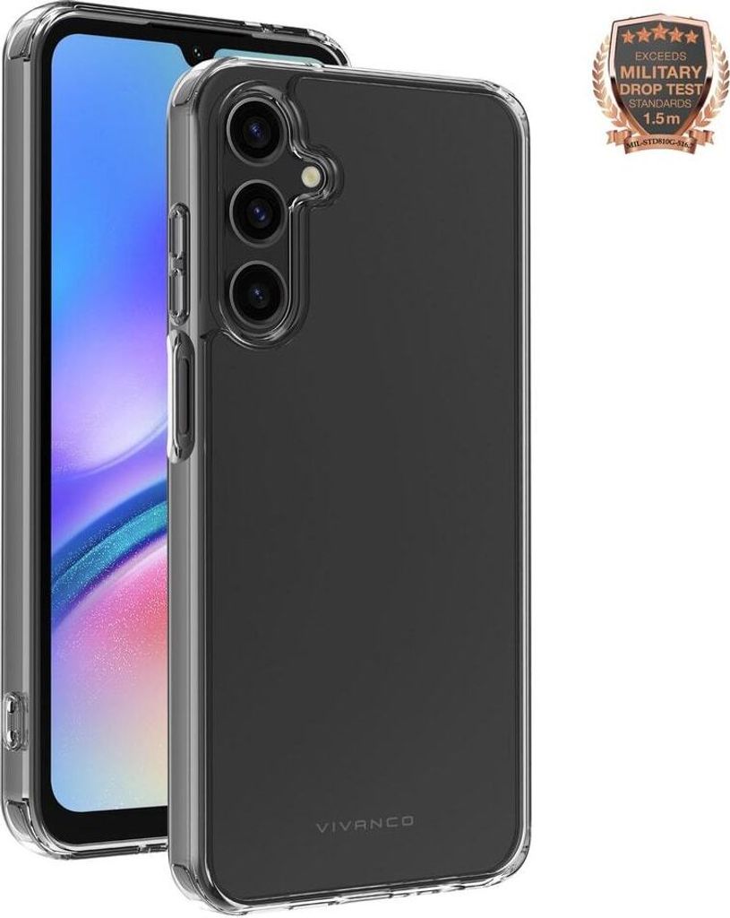 VIVanco Safe and Steady, Anti Shock Cover für Galaxy A05s, 1.5m Drop-Protection Transparent (64070)