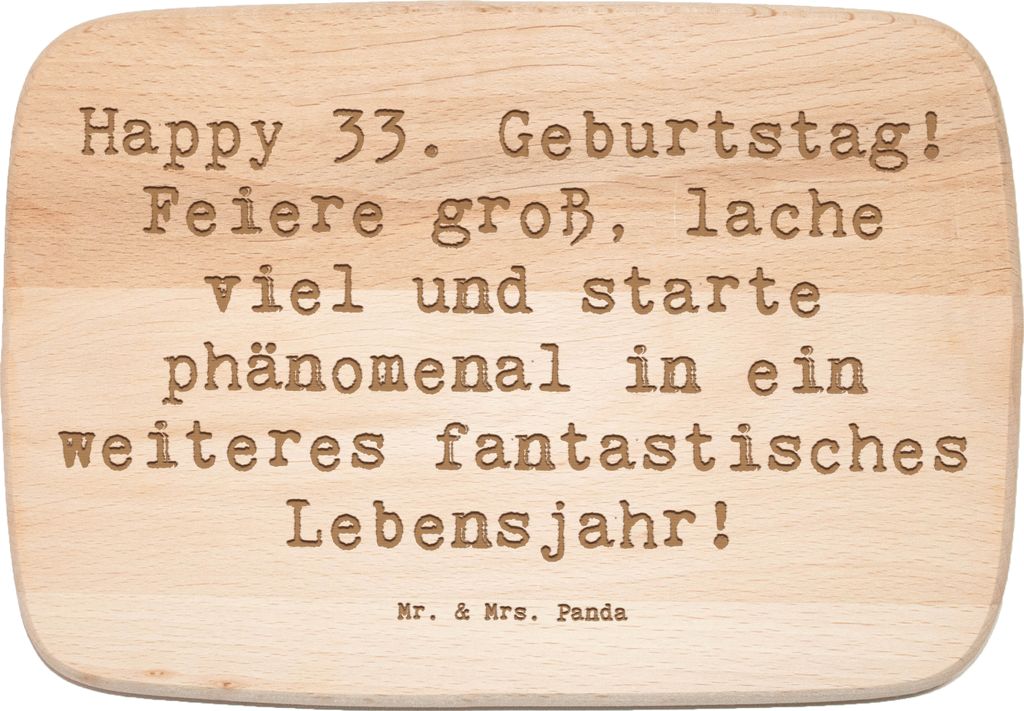 Mr. & Mrs. Panda Holz Frühstücksbrettchen Spruch 33. Geburtstag - Transparent - Geschenk, liebevolle Dekoration, dekorative Poster, schneidbrett,...