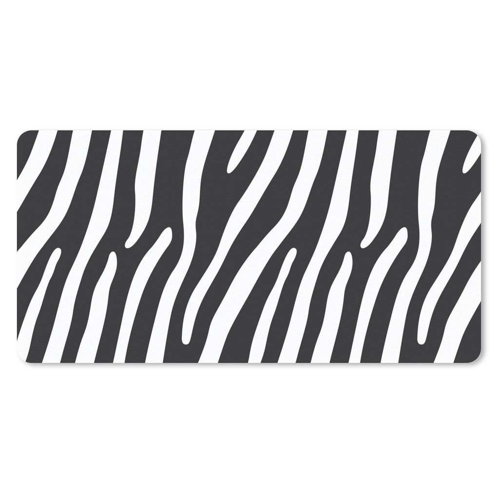 MuchoWow Schreibtischunterlage Tiere - Zebradruck - Schwarz 80x40 cm - XXL Mauspad - Gaming Mauspad