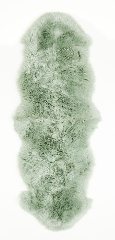 Schaffell Echtfell Groß, 60 x 160 cm Salbei, Lammfell Fellteppich, Schaffell Teppich Bettvorleger