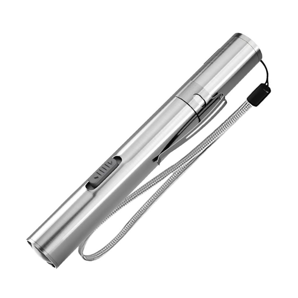 LED Penlight Mini-Taschenlampen 5 Stück, Edelstahl, wiederaufladbar via USB, wasserdicht, mit Taschenclip & Kabel, perfekt für Ärzte & Mechaniker