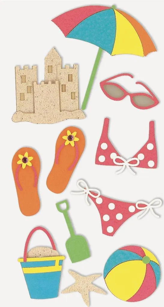 Stickers pour Album Photo Vacances Heyda Mix Beach 7,5 x 16,5 cm