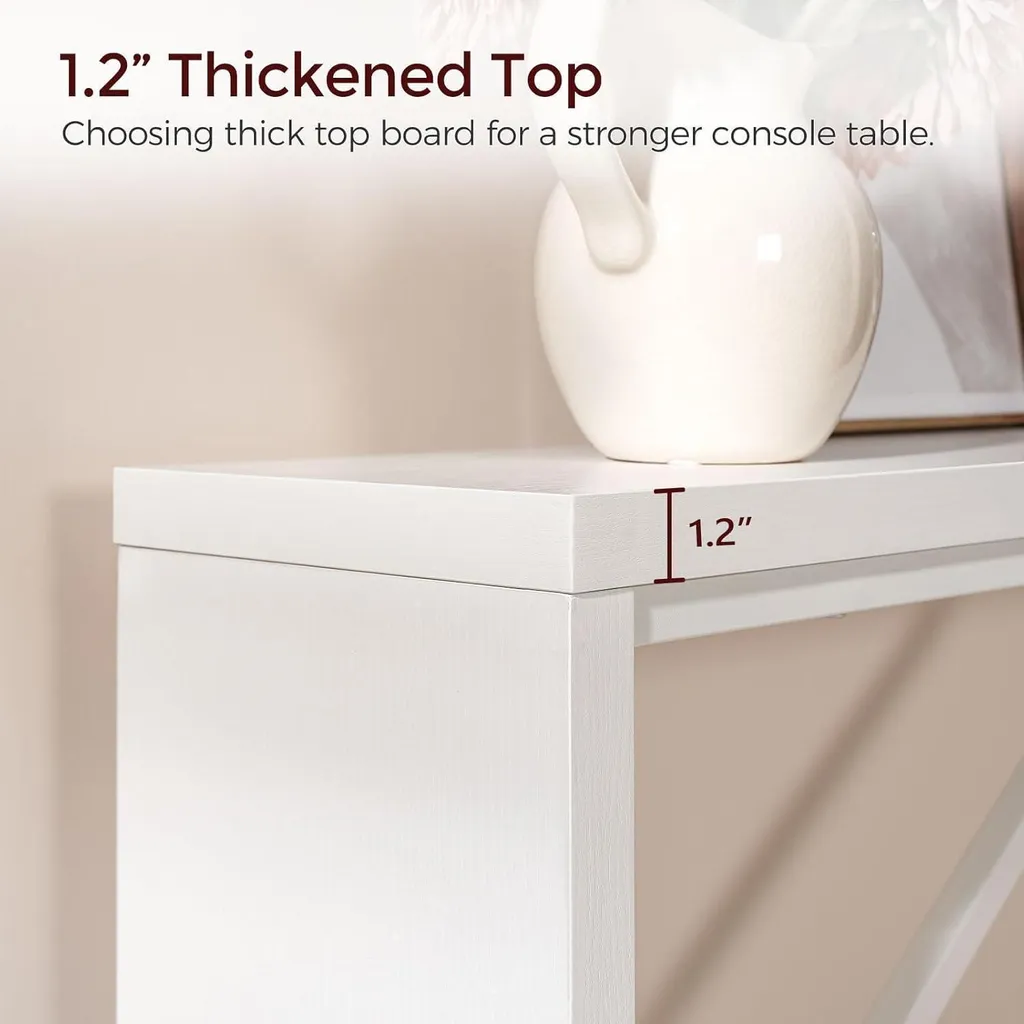 Console de Couloir Stable 158x23x80cm Blanche Structure Renforcée - 6