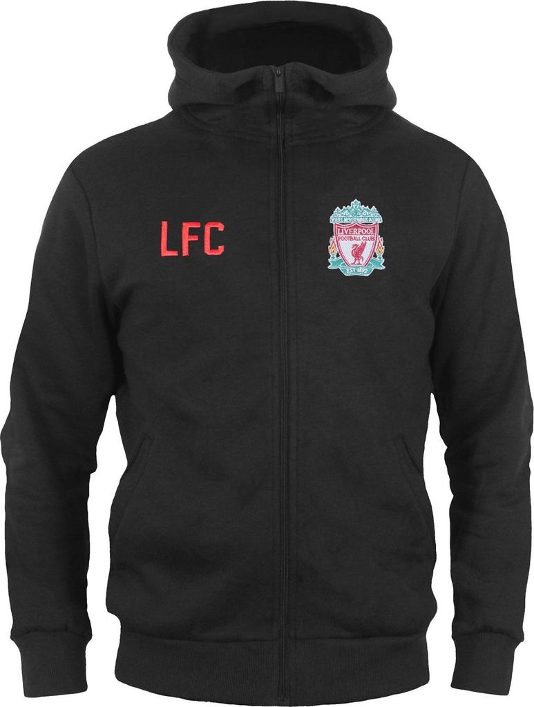 Liverpool FC - Hoodie mit durchgehendem Reißverschluss für Jungen, Fleece GF503 (110) (Schwarz)