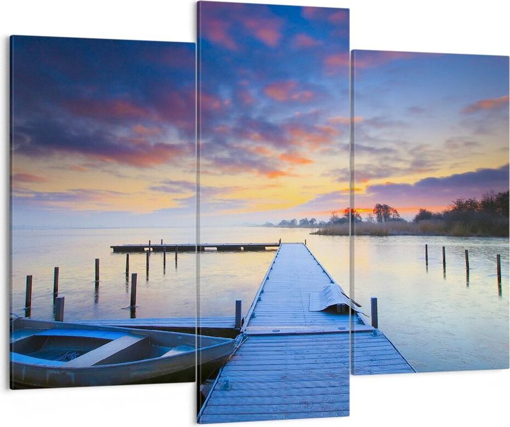 Bild auf Leinwand - Leinwandbild - Niederlande Natur Meer Sonnenuntergang - 130x100cm - Wand Bild - Wanddeko - Leinwanddruck - Bilder - Kunstdruck ...