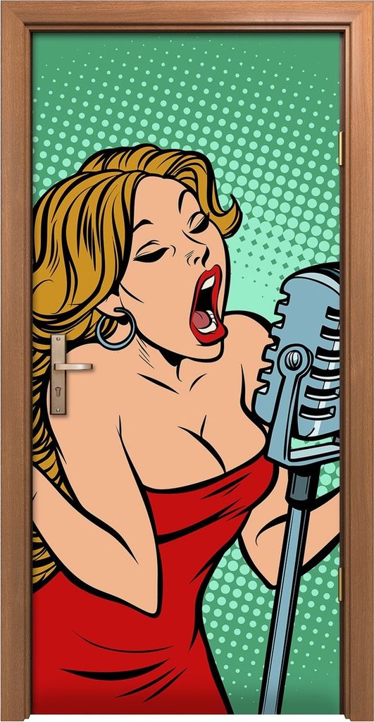 Türposter 90x200 cm Türaufkleber Türtapete Türfolie Klebefolie Sängerin Comic Cartoon Pop Art Retro